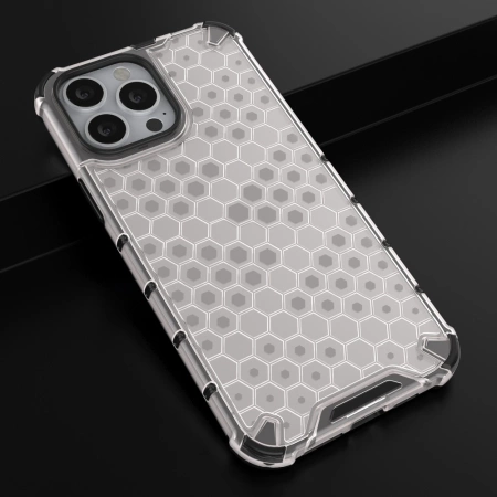 HURTEL HONEYCOMB ETUI DO IPHONE 13 PRO MAX PRZEZROCZYSTE Z ŻELOWĄ RAMKĄ