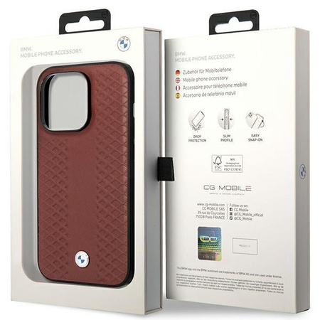 Etui BMW BMHCP14L22RFGR na iPhone 14 Pro burgundowy/burgundy Leather Diamond Pattern