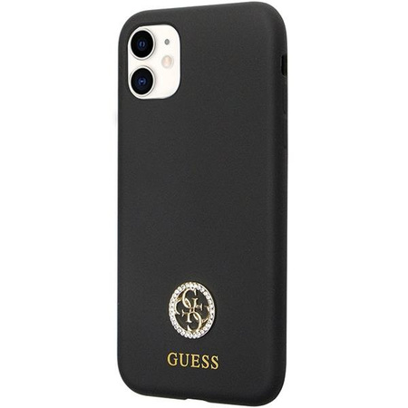 Etui Guess GUHCN614DGPK na iPhone 11 / Xr - czarne Silicone Logo Strass 4G