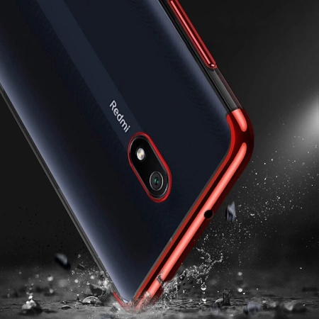 HURTEL POKROWIEC CLEAR COLOR DO XIAOMI REDMI 8A ŻELOWY Z RAMKĄ METALICZNĄ