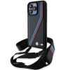 Etui BMW M Edition Carbon Tricolor Lines & Strap na iPhone 15 Pro - czarne