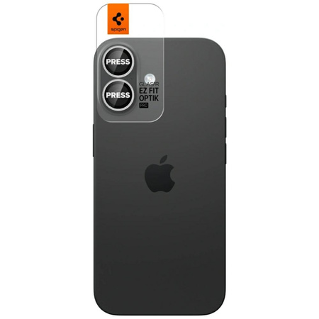 Osłona aparatu Spigen Optik Pro Glas.TR "EZ FIT" Camera Protector 2szt do iPhone 17 / 16 / 16 Plus srebrny