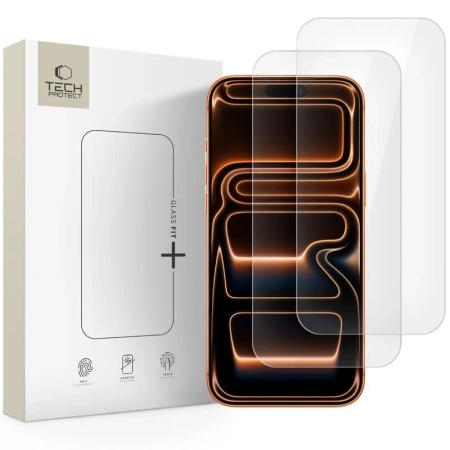 TECH-PROTECT SZKŁO HARTOWANE GLASS FIT+ 2-PACK DO IPHONE 16 PRO MAX 17 PRO