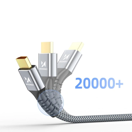 Kabel Wozinsky WPS-16AYL1S DisplayPort 2.1 Certyfikowany VESA 80 Gb/s 16K@60Hz 8K@120Hz 4K@240Hz HDR HDCP DSC 1m - czarny