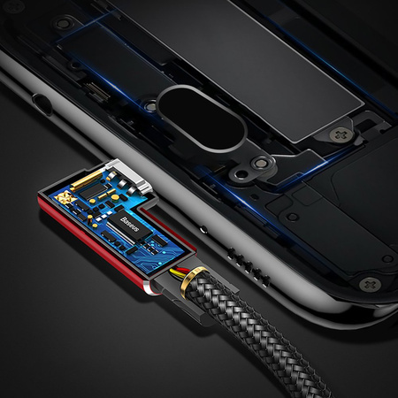 Baseus MVP Elbow Type dwustronny kątowy kabel przewód z bocznym wtykiem micro USB 2m 1.5A czarny (CAMMVP-B01)