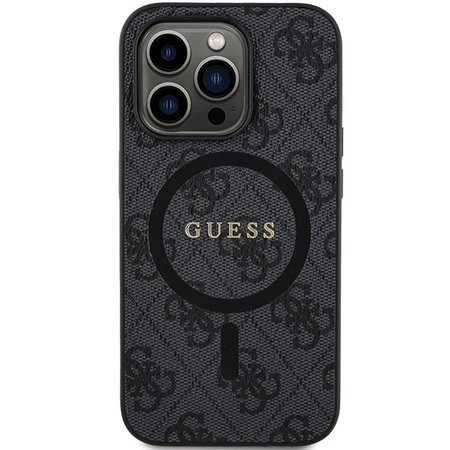 Etui Guess 4G Collection Leather Metal Logo MagSafe na iPhone 14 Pro - czarne