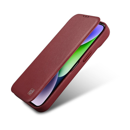 iCarer CE Premium Leather Folio Case skórzane etui iPhone 14 Pro Max z klapką magnetyczne MagSafe czerwony (WMI14220716-RD)