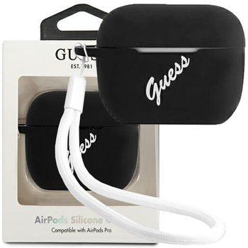 Guess GUACAPLSVSBW AirPods Pro cover czarno biały/black white Silicone Vintage