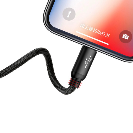Baseus Three Primary Colors kabel 3w1 USB - micro USB / Lightning / USB-C w nylonowym oplocie 3.5A 1,2M czarny (CAMLT-BSY01)