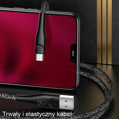 USAMS KABEL PLECIONY MICRO USB 2M DO TELEFONÓW SZYBKIE ŁADOWANIE NA PREZENT