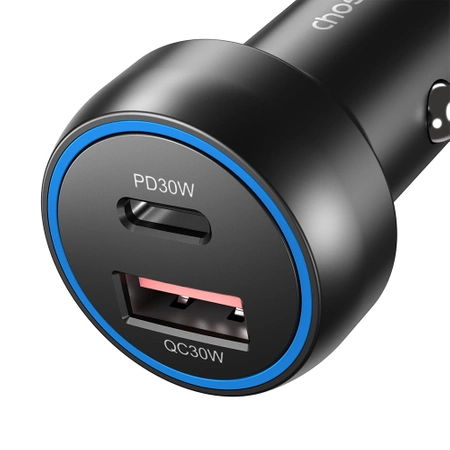 Ładowarka samochodowa Choetech TC0014 USB-C USB-A PD 60W z podświetleniem LED - czarna