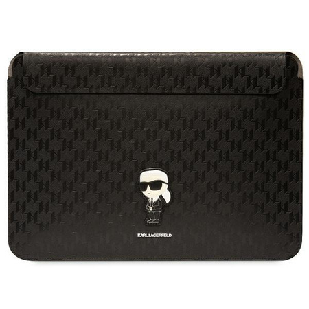 Etui Karl Lagerfeld Sleeve KLCS16SAKHPKK 16" - czarne Saffiano Monogram Ikonik