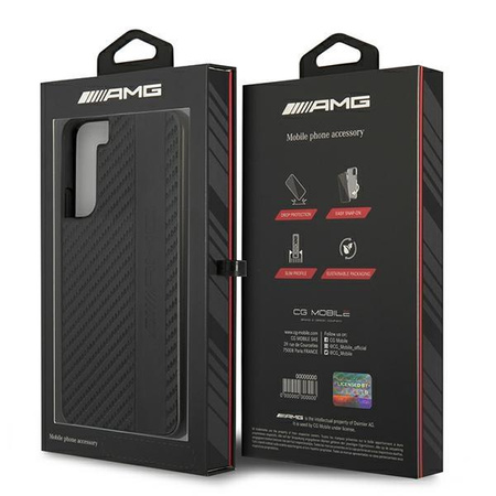 AMG AMHCS22MBLSCA S22+ S906 czarny/black hardcase Carbon Stripe&Embossed