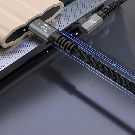 Kabel kątowy Wozinsky WPS2-UY41S USB-C USB4 40Gb/s 240W 2m - czarny