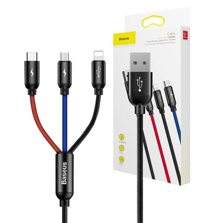 BASEUS KABEL 3W1 USB-C DO LIGHTNING MICRO DO TELEFONÓW IPHONE 0,3M ZESTAW