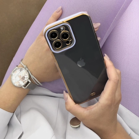 HURTEL FASHION CASE ETUI DO IPHONE 12 PRO ŻELOWY POKROWIEC ZE ZŁOTĄ RAMKĄ