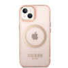 Guess GUHMP14MHTCMP iPhone 14 Plus 6,7" różowy/pink hard case Gold Outline Translucent MagSafe