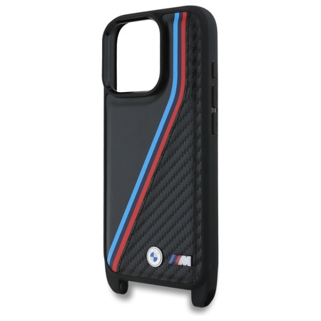 BMW BMHCP16L23PSVTK iPhone 16 Pro 6.3   czarny/black hardcase M Edition Carbon Tricolor Lines & Strap