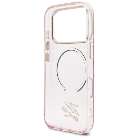 Etui Karl Lagerfeld IML KL Script Logo MagSafe do iPhone 17 Pro Max różowy