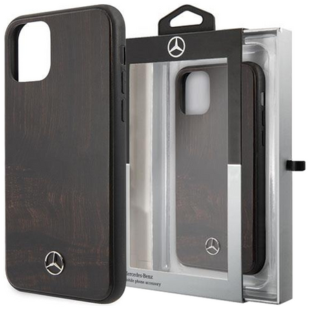 Etui Mercedes Wood Line Rosewood na iPhone 11 Pro Max - brązowe