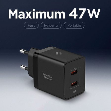 SPIGEN ESSENTIAL EE472EU 2-PORT NETWORK CHARGER 47W BLACK