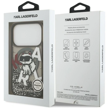 KARL LAGERFELD ETUI LIQUID GLITTER CHOUPETTE LOGO MAGSAFE DO IPHONE 17 PRO
