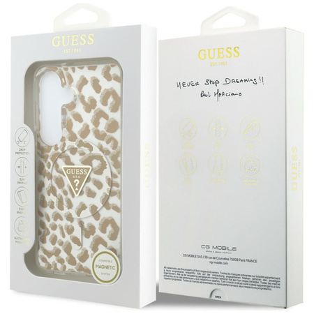 Etui Guess IML Leopard Print Triangle    MagSafe do Samsung Galaxy S26 brązowy