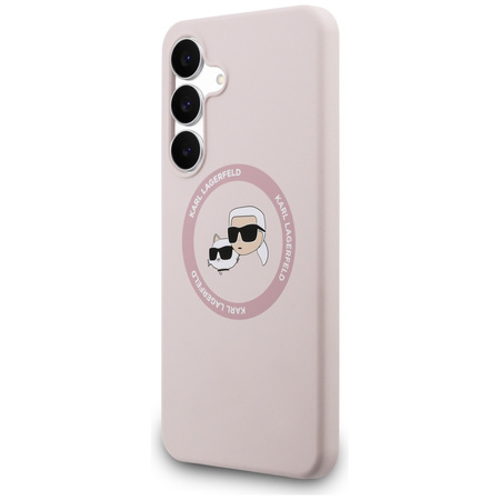Etui Karl Lagerfeld Silicone Karl&Choupette Heads MagSafe do Samsung Galaxy S25 FE różowy