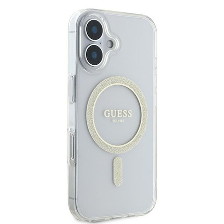 GUESS POKROWIEC HARDCASE IML GLITTER CIRCLE DO IPHONE 16 6.1 Z DO MAGSAFE