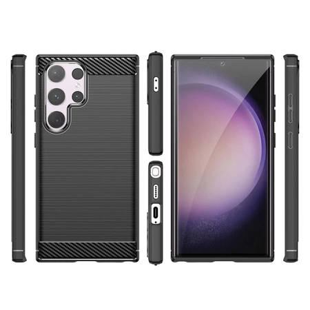 Etui Carbon Case do Samsung Galaxy S24 Ultra elastyczny silikonowy karbonowy pokrowiec - czarny