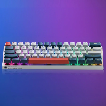 Klawiatura gamingowa Machenike K500-B61 przewodowa mechaniczna podświetlana Red Switch - biało-niebieska