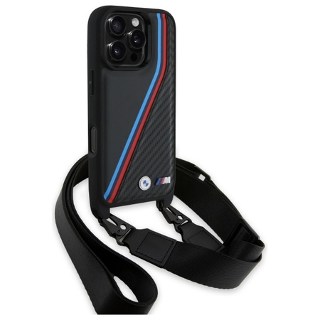 BMW BMHCP16X23PSVTK iPhone 16 Pro Max    6.9 czarny/black hardcase M Edition Carbon Tricolor Lines & Strap
