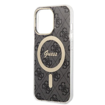 Zestaw Guess GUBPP13LH4EACSK Case+ Charger iPhone 13 Pro czarny/black hard case 4G Print MagSafe