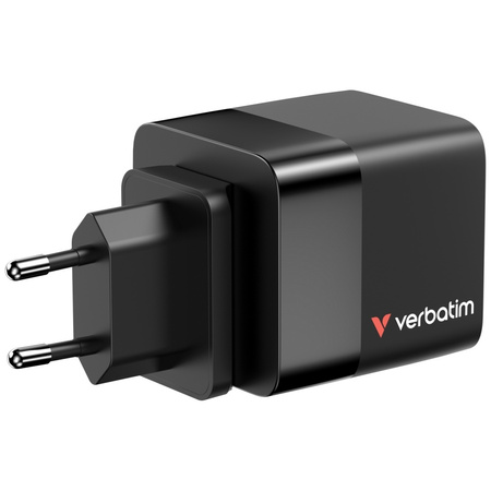 Verbatim Ładowarka sieciowa GaN 65W 2xUSB-C/USB-A + Adapter EU/UK/US czarny/black 32217