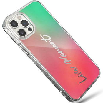 Ringke Fusion Design pancerne etui pokrowiec z żelową ramką iPhone 12 Pro Max różowo-zielony (GNAP0028)