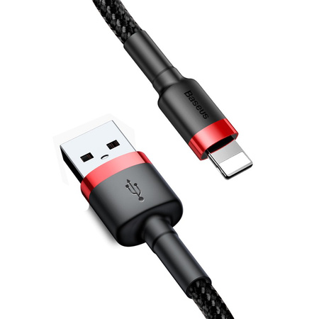 BASEUS KABEL PRZEWÓD USB / LIGHTNING QC3.0 2A 3M CZARNO-CZERWONY