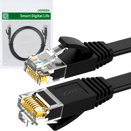 Ugreen płaski kabel sieciowy LAN Ethernet Cat. 6 12m czarny (NW102)