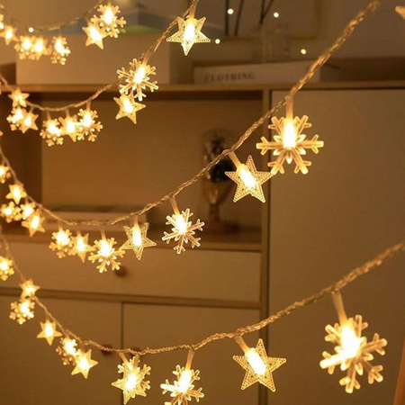 BELINE LAMPKI CHOINKOWE LED SNOWFLAKE STAR 10M 80 LAMPEK CIEPŁE BIAŁE