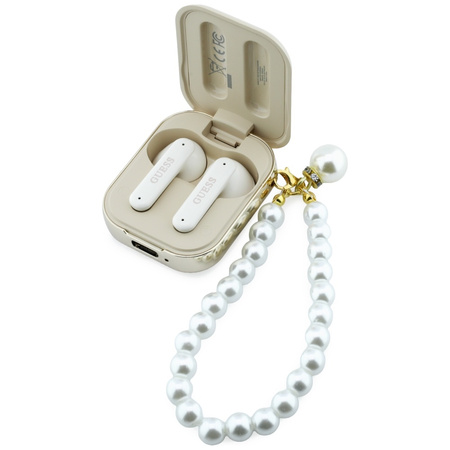 Słuchawki TWS Guess Pearl Strap beżowy