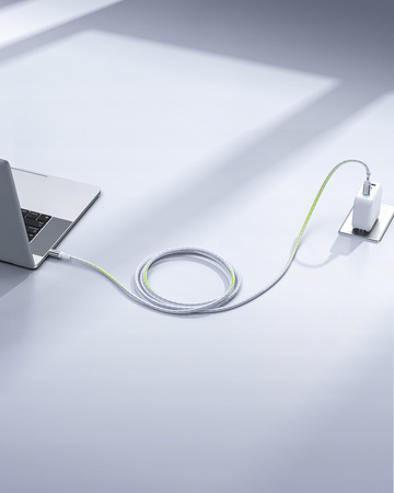 INNOSTYLE POWERFLEX ULTRA KABEL USB-C SZYBKIE ŁADOWANIE THUNDERBOLT 10GBPS 100W KEVLAR 2M SREBRNY