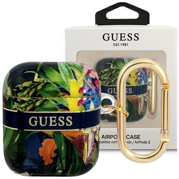 Guess GUA2HHFLB AirPods cover niebieski/blue Flower Strap Collection