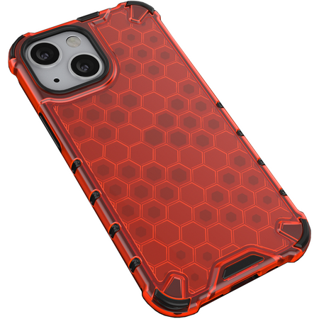 Honeycomb etui pancerny pokrowiec z żelową ramką iPhone 13 czerwony