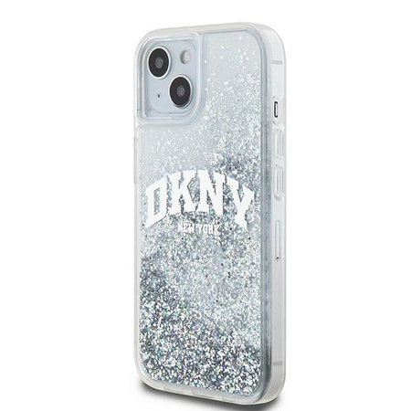 DKNY POKROWIEC HARDCASE LIQUID GLITTER DO IPHONE 15 14 13 6.1 Z DUŻYM LOGO