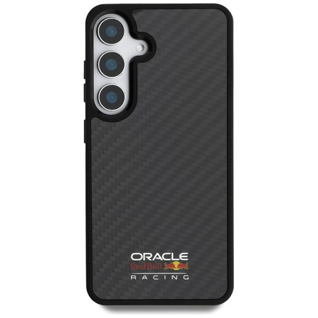 Etui Red Bull Real Carbon Fiber Shiny Logo MagSafe do Samsung Galaxy S25 czarny