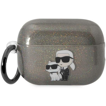 Etui Karl Lagerfeld KLAP2HNKCTGK na AirPods Pro 2 cover - czarne Glitter Karl&Choupette