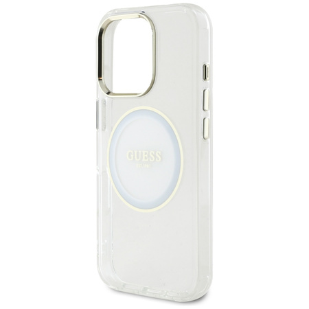 GUESS ETUI CASE IML METAL CIRCLE DO IPHONE 16 PRO DO MAGSAFE KLASYK LOGO