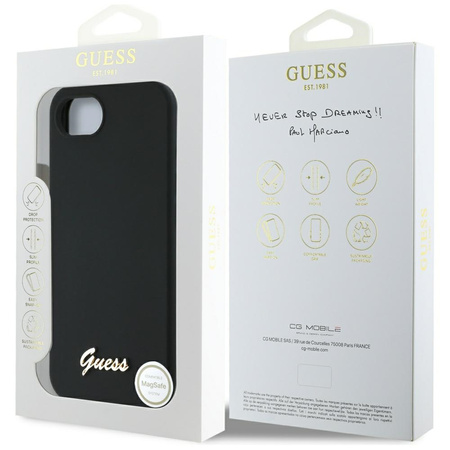 GUESS ETUI POKROWIEC DO IPHONE 16E DO MAGSAFE SILICONE SCRIPT METAL LOGO