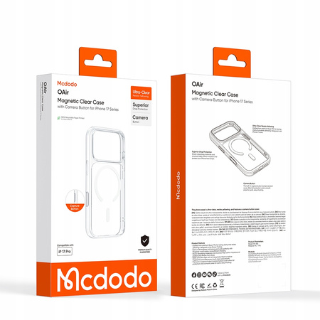 MCDODO ETUI MAGNETYCZNE CLEAR CASE WZMOCNIONE DO MAGSAFE IPHONE 17 PRO
