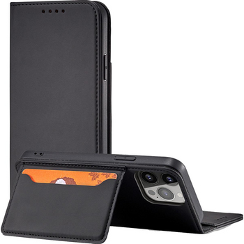 Magnet Card Case etui iPhone 14 Pro pokrowiec z klapką portfel podstawka czarne