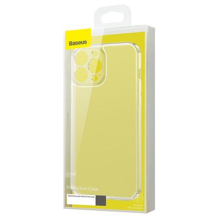Baseus Frosted Glass Case etui pokrowiec do iPhone 13 Pro sztywna obudowa z żelową ramką przezroczysty (ARWS000702)